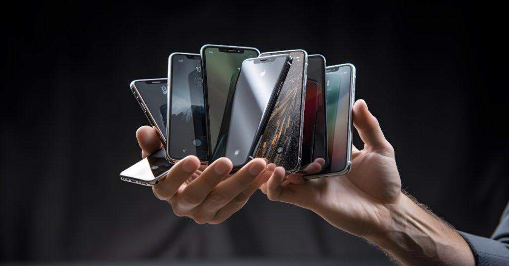 手機延用碳排試算主題視覺：新機製造碳足跡與維修碳排的對比圖